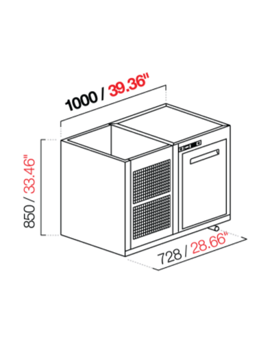 Capucha recesada - Refrigeración Negativa - N. 1 puerta - cm 100 x 53.5 x 85 h