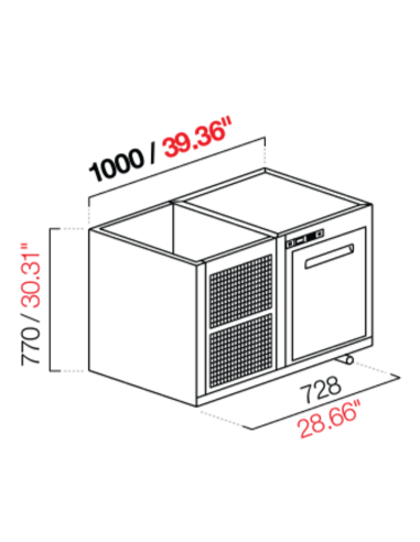 Capucha empotrada - refrigerada - N. 1 puerta - cm 100 x68.5 x 77 h