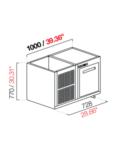 Capucha empotrada - refrigerada - N. 1 puerta - cm 100 x63 x 77 h