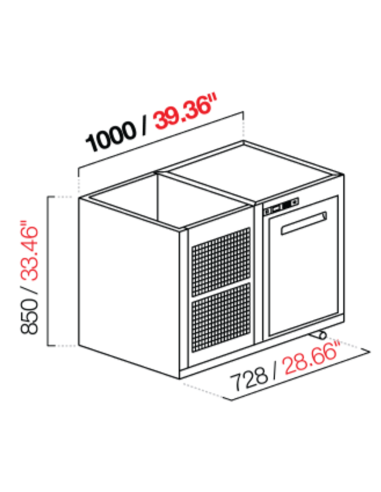 Capucha recesada - Refrigeración Negativa - N. 1 puerta - cm 100 x 68.5 x 85 h