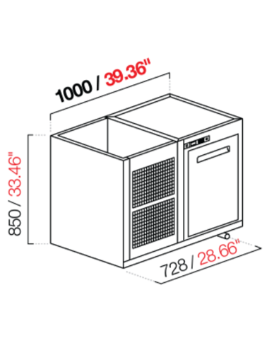 Capucha empotrada - refrigerada - N. 1 puerta - cm 100 x 68.5 x 85 h