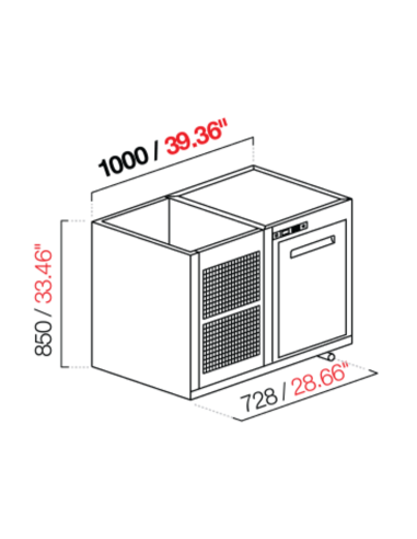 Cella da incasso - Refrigerata negativa - N. 1 porta - cm 100 x 63 x 85 h