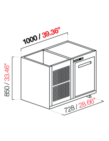 Capucha empotrada - refrigerada - N. 1 puerta - cm 100 x 63 x 85 h