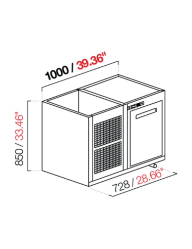 Capucha empotrada - refrigerada - N. 1 puerta - cm 100 x 53.5 x 85 h