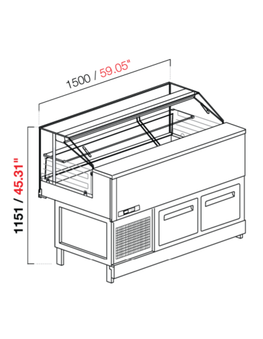 Vetrina snack - Vetro dritto basso - Ventilata - Con cella - cm 200 x 68.8 x 115.1 h