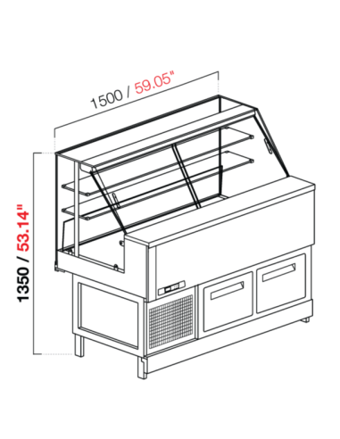 Veterina snack - Glass straight high - Static - With cell - cm 200 x 68.8 x 135 h