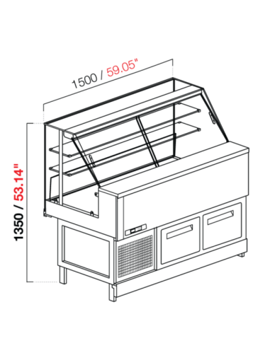 Veterina snack - Glass straight high - Static - With cell - cm 150 x 68.8 x 135 h