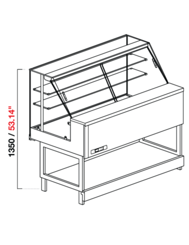 Neutra de aperitivo de vidrio - Vidrio derecho alto - cm 150 x 68.8 x 135 h