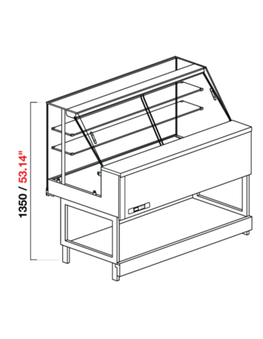 Vetrina snack neutra - Vetro dritto alto - cm 125 x 68.8 x 135 h