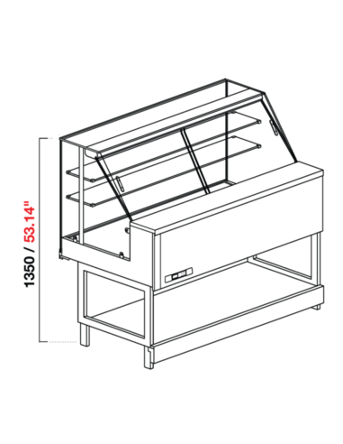 Vetrina snack neutra - Vetro dritto alto - cm 100 x 68.8 x 135 h