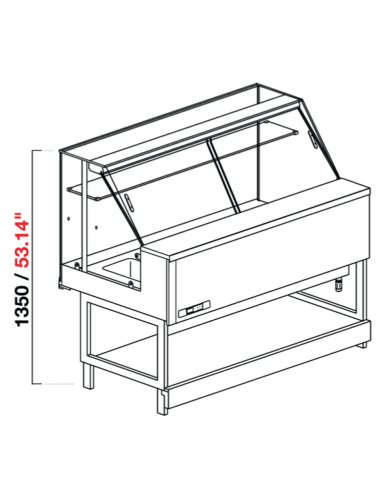 Refrigerio veterinario - Vidrio derecho alto - Baño - cm 150 x 68.8 x 135 h