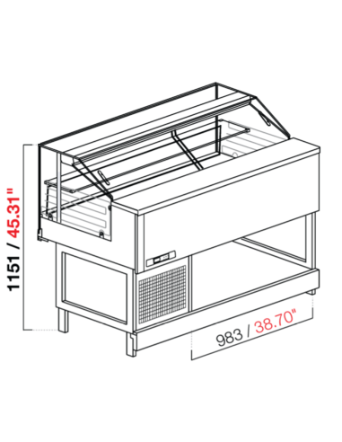 Merienda Veterinaria - Cristal recto bajo - Ventilado - cm 100 x 68.8 x 115.1 h