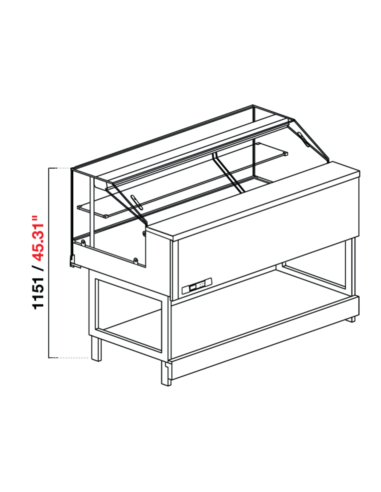 Vetrina snack neutra - Vetro dritto basso - cm 150 x 68.8 x 115.1 h