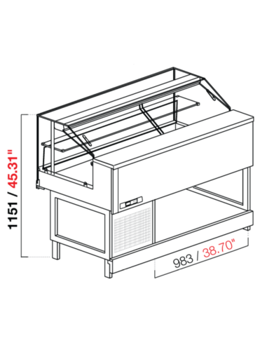 Veterina snack - Straight glass low - Static - cm 200 x 68.8 x 115.1 h