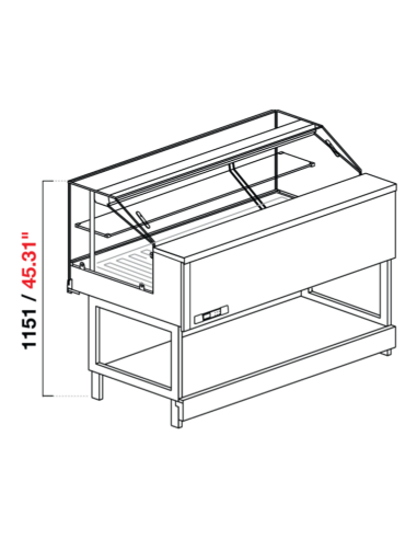 Veterina snack - Straight glass low - Hot dry - cm 150 x 68.8 x 115.1 h