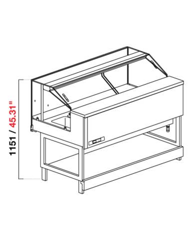 Refrigerio veterinario - Vidrio recto bajo - Bagnomaria - cm 150 x 68.8 x 115.1 h