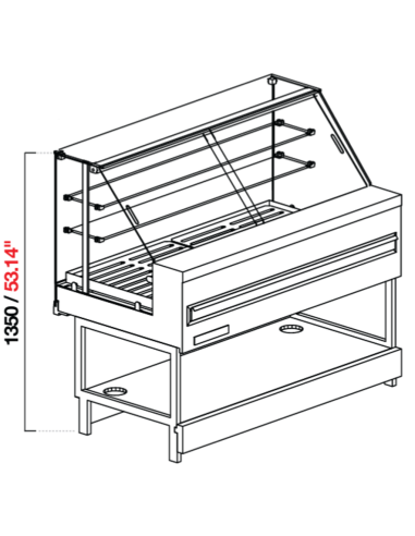 Pan de aperitivo de vidrio - Neutra - vidrio recto alto - cm 150 x 68.8 x 135 h