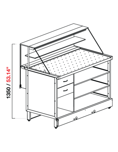 Pizza Veterina - Neutra - Vidrio derecho alto - cm 200 x 68.8 x 135 h