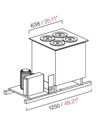 Cabina empotrada - Ventilate - N. 4 pozos - cm 125 x 68.8 x 95.1 h