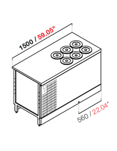 Recessed well - A glycol - N. 6 wells - With reserve - cm 150 x 68.8 x 95.1 h