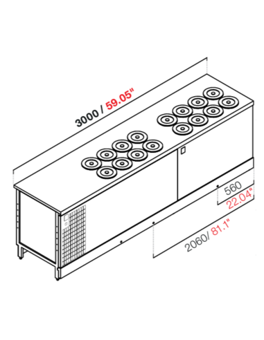 Pozzetto da incasso - N. 16 pozzetti - Con riserva - cm 300 x 68.8 x 95.1 h