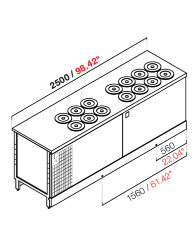 Pozzetto da incasso - N. 14 pozzetti - Con riserva - cm 250 x 68.8 x 95.1 h