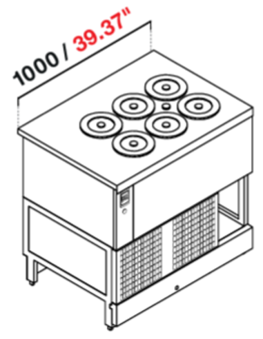 Recesado bien - A glycol..- N. 6 pozos - cm 100 x 68.8 x 95.1 h