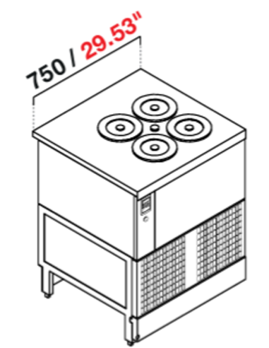 Recessed well - A glycol - N. 4 wells - cm 75 x 68.8 x 95.1 h