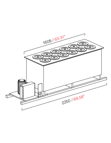 Cabina empotrada - Ventilate - N. 12 pozos - cm 225 x 68.8 x 95.1 h