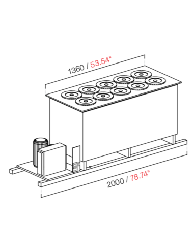 Cabina empotrada - Ventilate - N. 10 pozos - cm 200 x 68.8 x 95.1 h