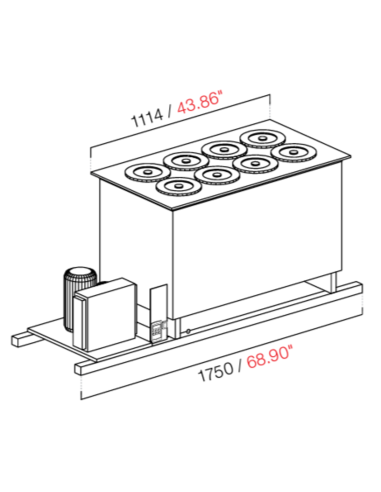 Cabina empotrada - Ventilate - N. 8 pozos - cm 175 x 68.8 x 95.1 h