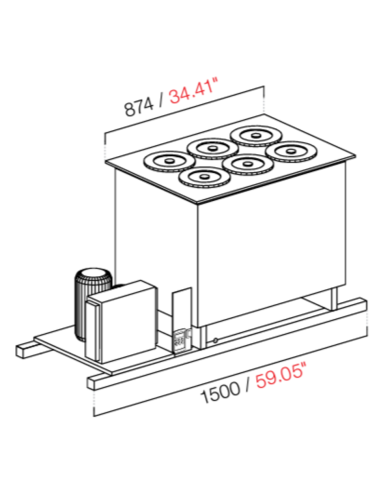 Pozzetto da incasso - Ventilato - N. 6 pozzetti - cm 150 x 68.8 x 95.1 h