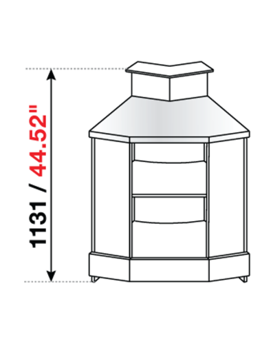 Angolo squadrato 45° - Predisposizione bancalina - cm 46.7 x 26 x 68.8 x 113.1 h