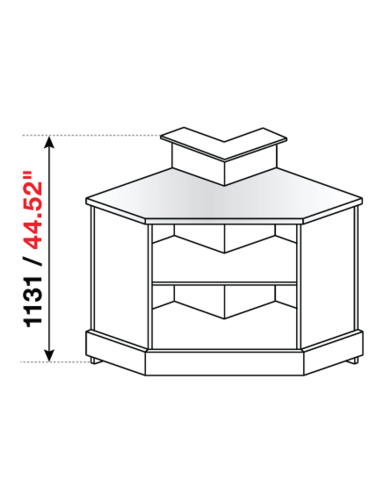 Angolo squadrato 90° - Predisposizione bancalina - cm 45.1 x 85.2 x 68.8 x 113.1 h