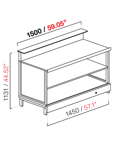 Banco bar - Linear - Neutro - N. 1 compartimento - cm 150 x 68.8 x 113.1 h