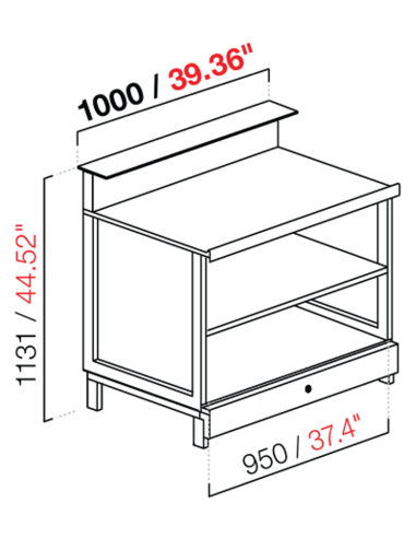 Banco bar - Linear - Neutro - N. 1 compartimento - cm 100 x 68.8 x 113.1 h