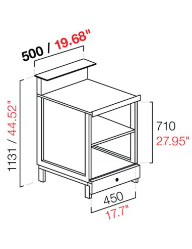 Banco bar - Linear - Neutro - N. 1 compartimento - cm 50 x 68.8 x 113.1 h