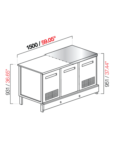 Banco birra - Senza alzatina - cm 150 x 68.8 x 95.1/93.1 h