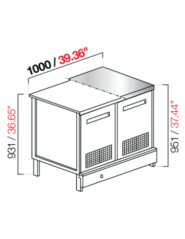 Beer counter - No rack - cm 100 x 68.8 x 95.1/93.1 h