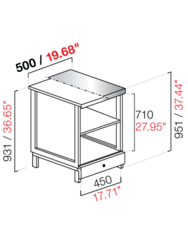 Banco bar - Linear - Neutro - N. 1 compartimento - cm 50 x 68.8 x 95.1/93.1 h