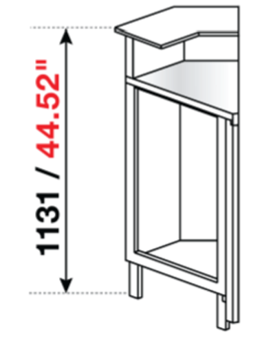 Angolo squadrato 45° - Predisposizione bancalina - cm 68.8 x 33.1 x 113.1 h