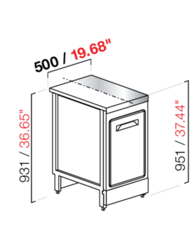 Banco bar - Linear - Neutro - N. 1 door - cm 50 x 68.8 x 95.1/93.1 h