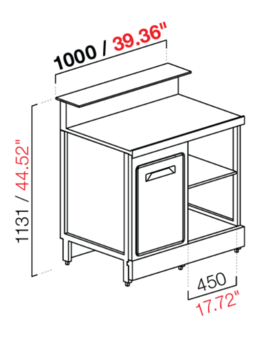 Banco bar - Linear - Neutro - N. 1 compartimento + 1 puerta - cm 100 x 68.8 x 113.1 h