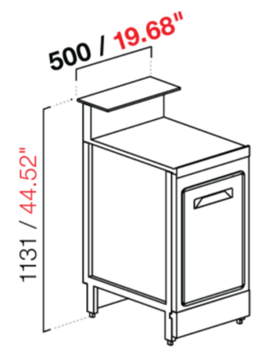 Banco bar - Linear - Neutro - N. 1 puerta - cm 50 x 68.8 x 113.1 h