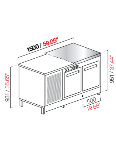 Banco bar - Refrigerado - N. 2 puertas - Acero inoxidable - cm 150 x 68.8 x 95.1 h