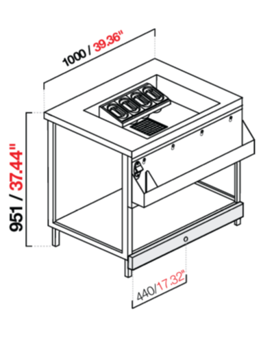 Banco cocktail - Piano in acciaio inox - cm 100 x 65 x 95.1 h