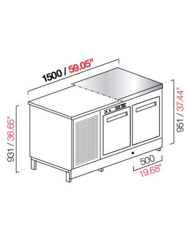 Banco bar - Refrigerado - N. 2 puertas - Piso M/G/A - cm 150 x 68.8 x 95.1 h