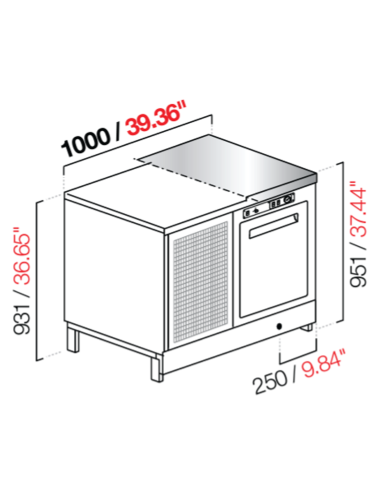 Banco bar - Refrigerado - N. 1 puerta - Planta M/G/A - cm 100 x 68.8 x 95.1 h