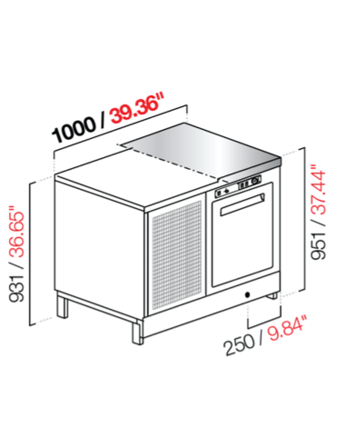 Banco bar - Refrigerado - N. 1 puerta - Acero inoxidable - cm 100 x 68.8 x 95.1 h