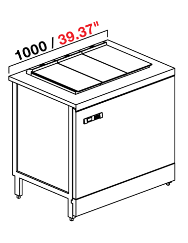 Banco gelateria - Con riserva - N.6 carapine - cm 100 x 72.8 x 95.1 h